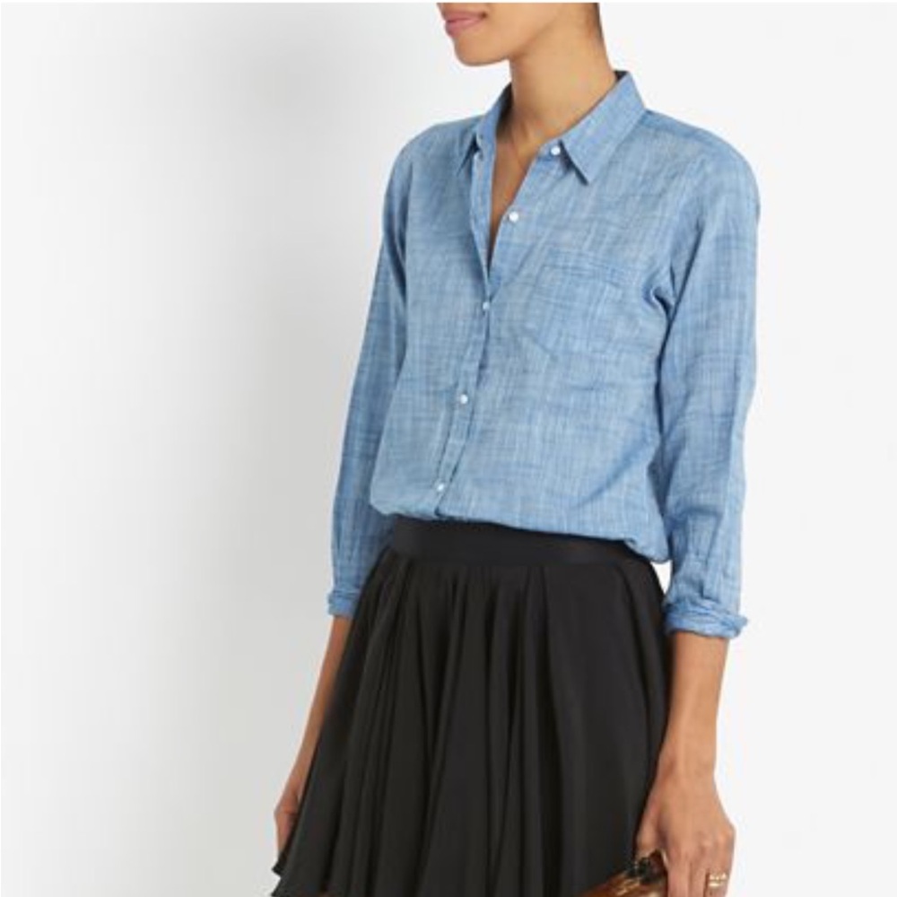 Nili Lotan Cotton Chambray Button down Shirt